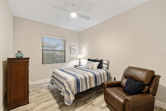 bedroom featuring ceiling fan