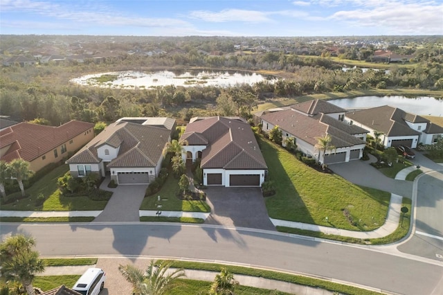 bird's eye view featuring a water view