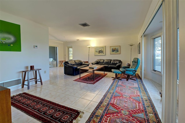 view of tiled living room