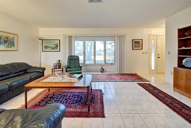 view of tiled living room