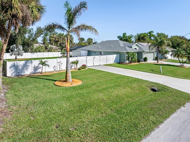 view of yard with a garage