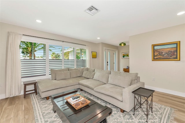 living room featuring light hardwood / wood-style floors