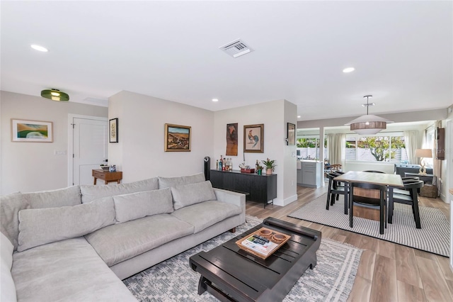 living room featuring light hardwood / wood-style flooring