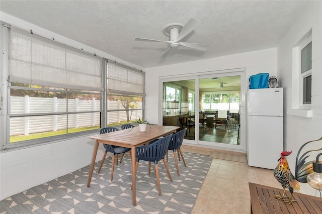 sunroom / solarium with ceiling fan