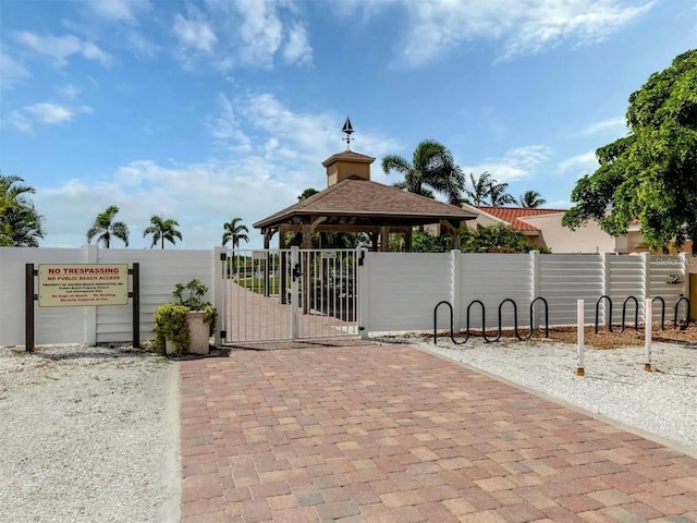 view of gate with a gazebo