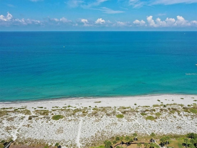 property view of water featuring a view of the beach