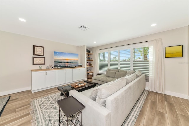 living room featuring light hardwood / wood-style floors