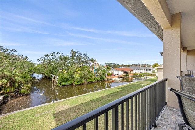 balcony with a water view