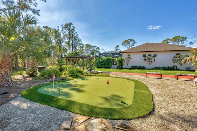 view of property's community featuring a yard