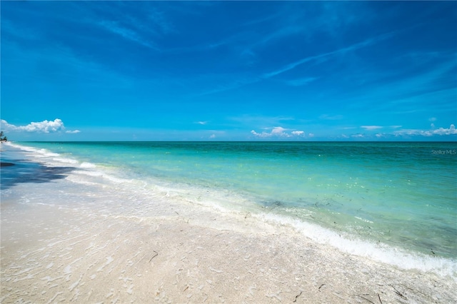 property view of water featuring a view of the beach