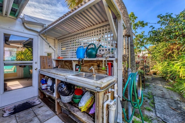 view of patio featuring sink