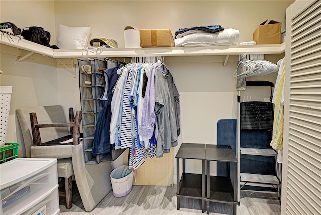 spacious closet featuring hardwood / wood-style flooring