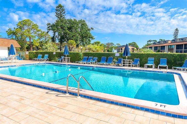 view of pool featuring a patio area