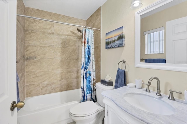 full bathroom featuring vanity, toilet, and shower / bath combo