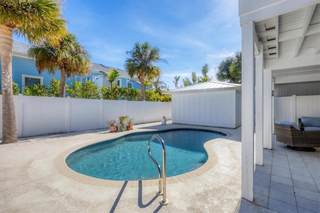 view of swimming pool with a patio