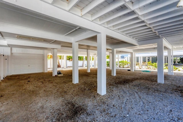 exterior space with a garage