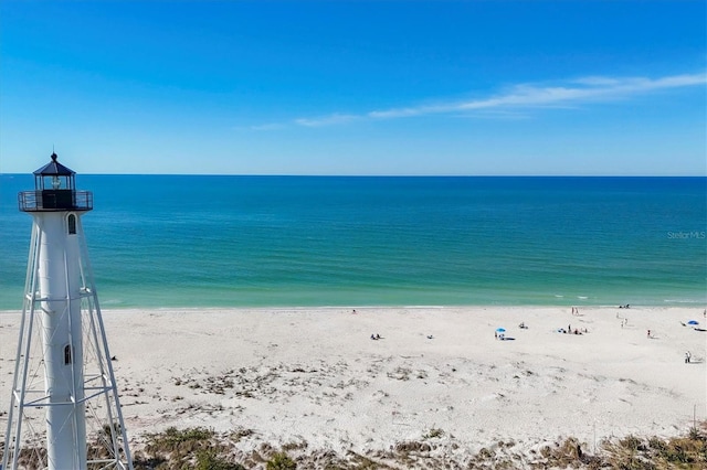 view of water feature featuring a beach view