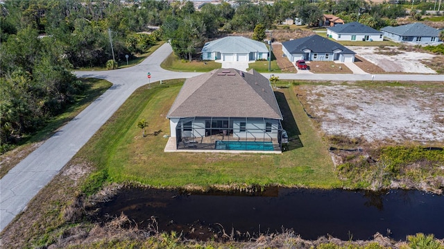 bird's eye view featuring a water view