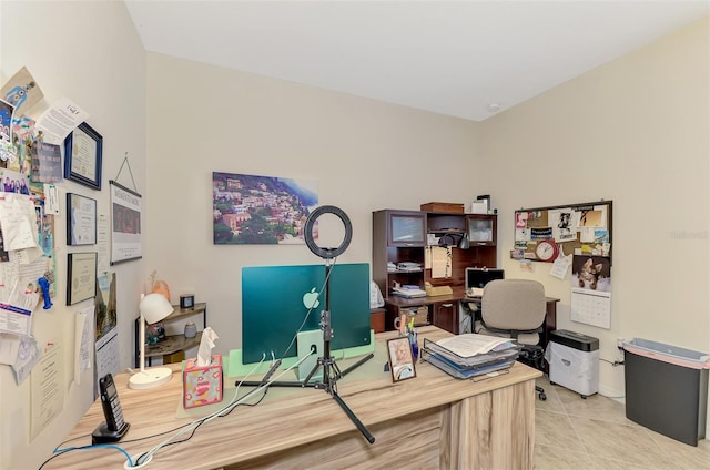 office area featuring light tile patterned floors