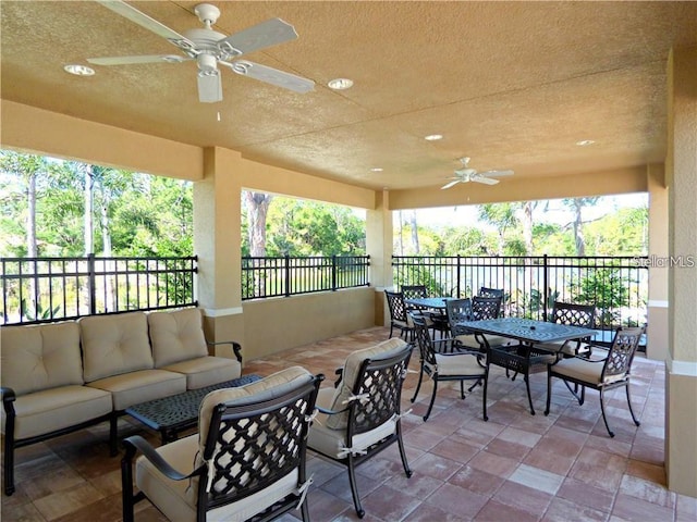 view of patio / terrace featuring outdoor lounge area and ceiling fan