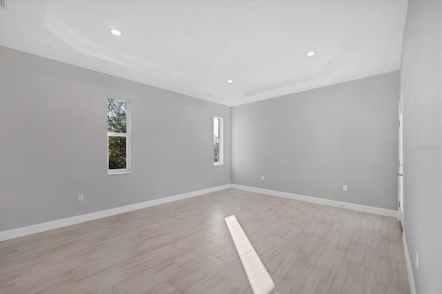 spare room featuring a raised ceiling