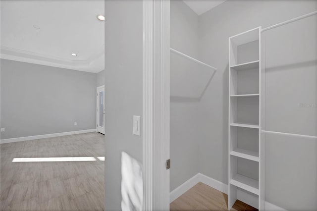 spacious closet with hardwood / wood-style floors