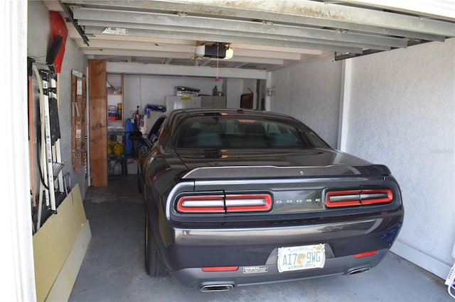 garage with a garage door opener