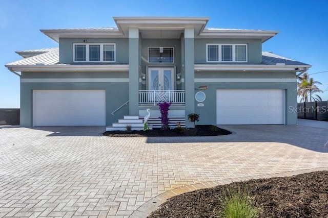 prairie-style home with a garage