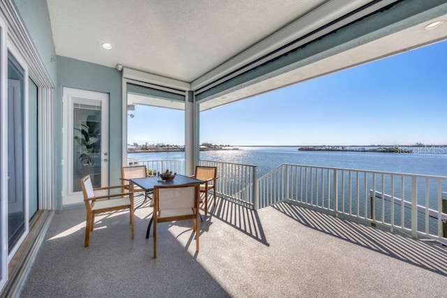 balcony with a water view