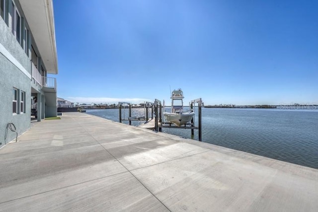 dock area featuring a water view