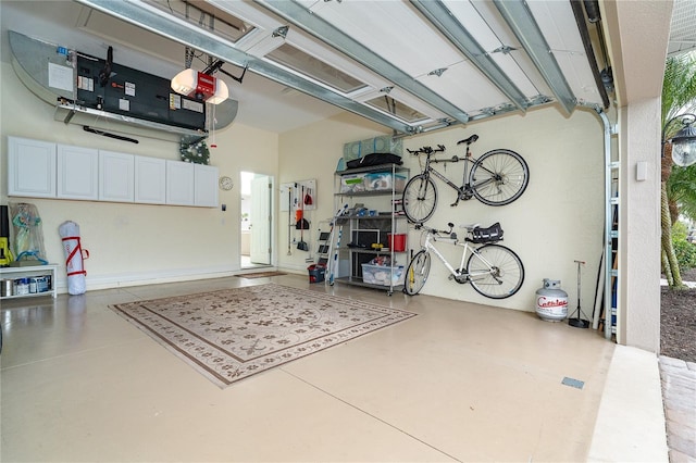 garage with a garage door opener