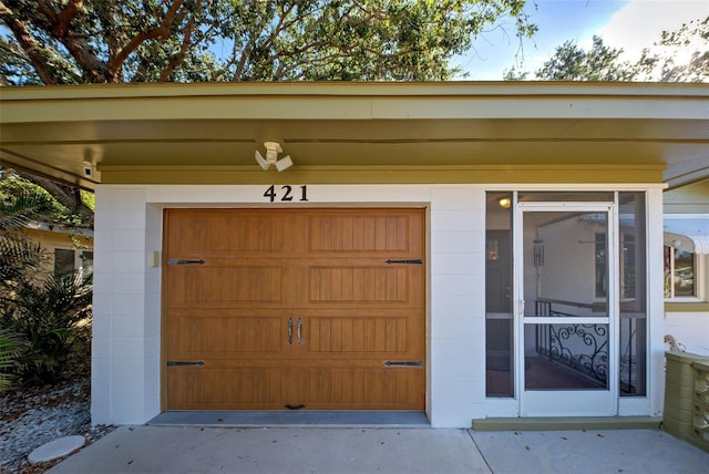 view of garage