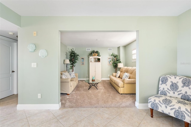 view of tiled living room