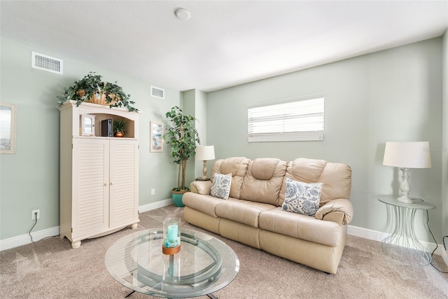 living room with carpet floors