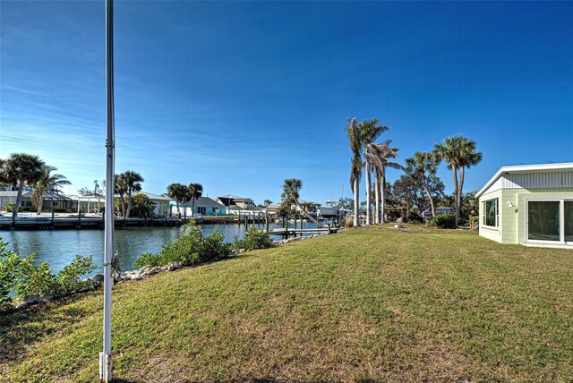 view of yard with a water view