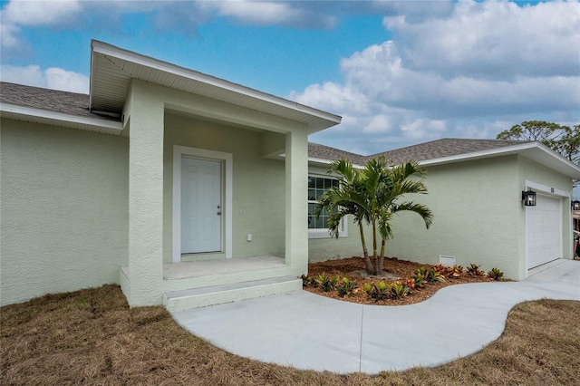 entrance to property with a garage