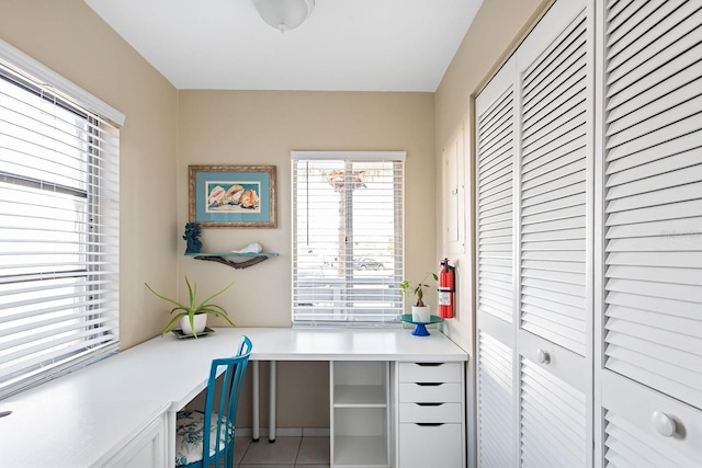 office space featuring tile patterned flooring