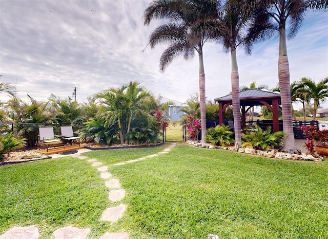 view of yard with a gazebo