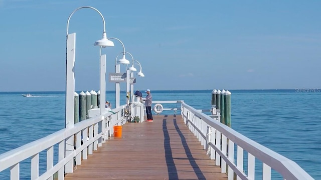 view of dock featuring a water view