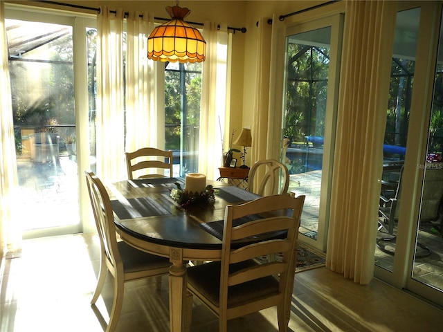 dining room with plenty of natural light