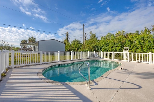 view of pool featuring a patio