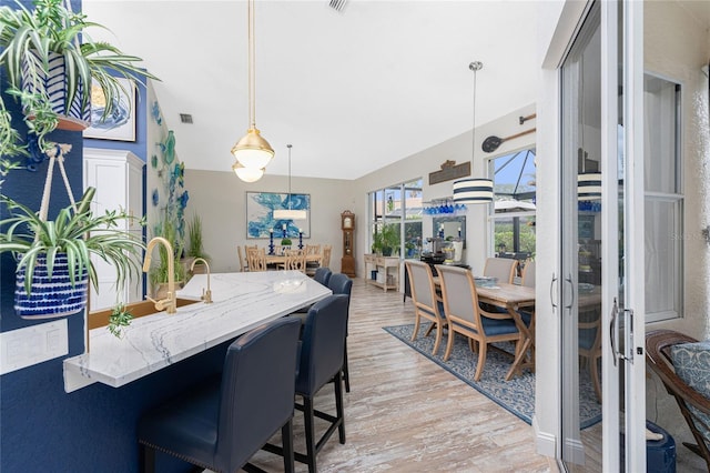 dining area featuring light hardwood / wood-style flooring