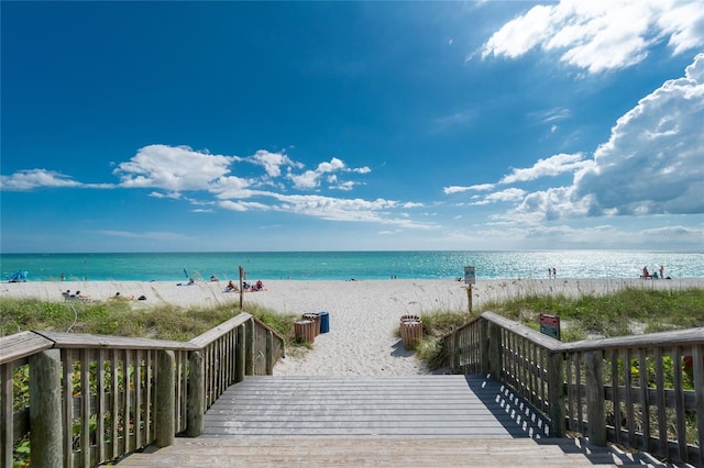 property view of water featuring a view of the beach