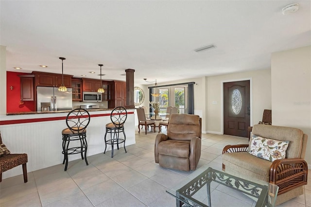 view of tiled living room