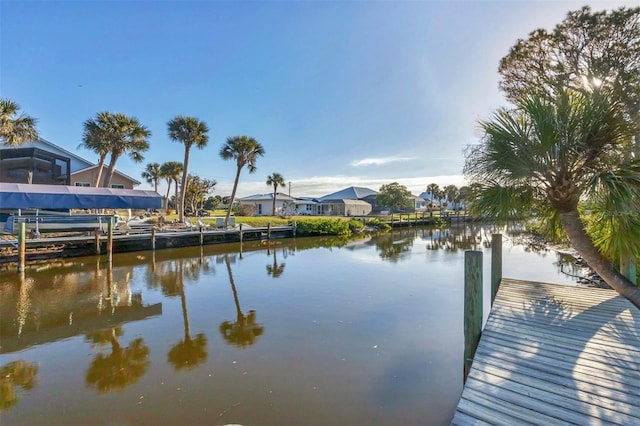 dock area featuring a water view