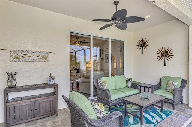 view of patio with ceiling fan