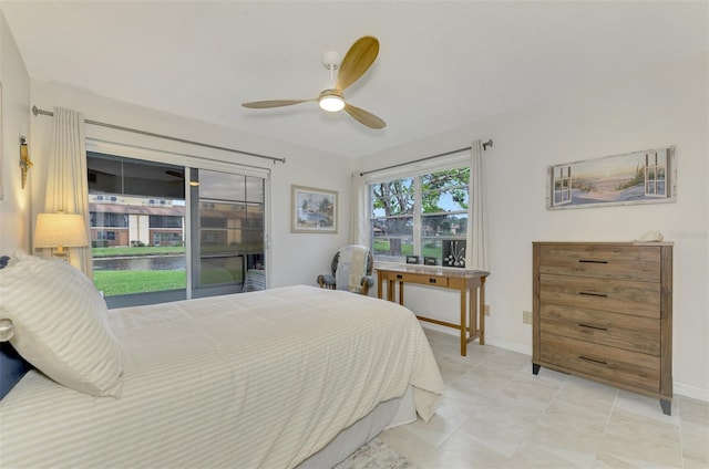 bedroom featuring ceiling fan