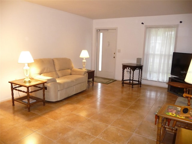 view of tiled living room