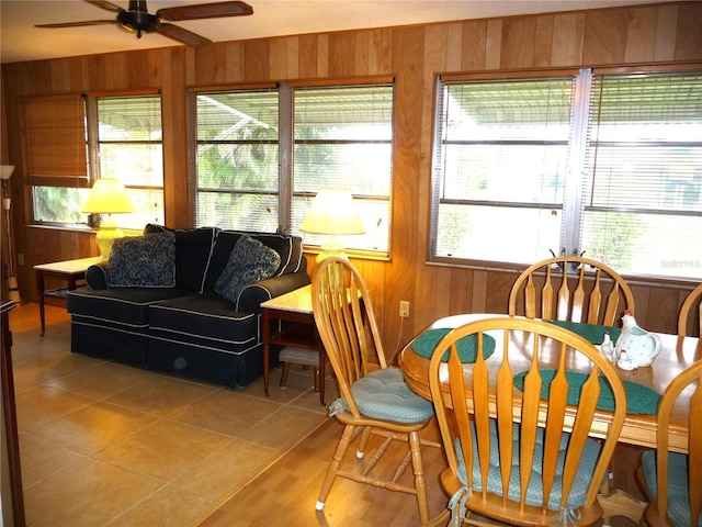 sunroom / solarium with ceiling fan