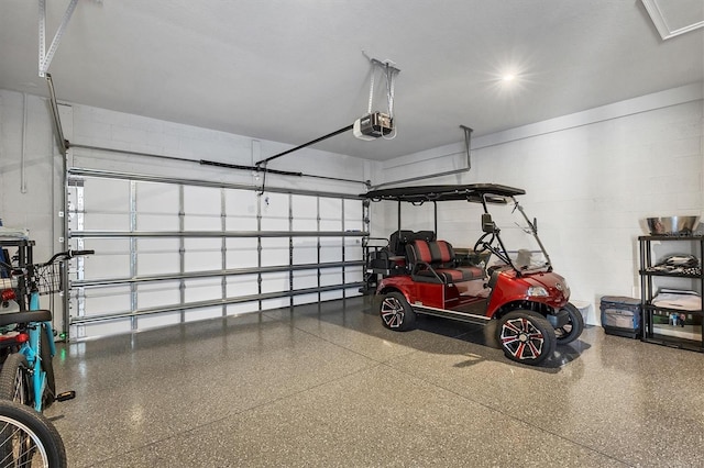 garage with a garage door opener